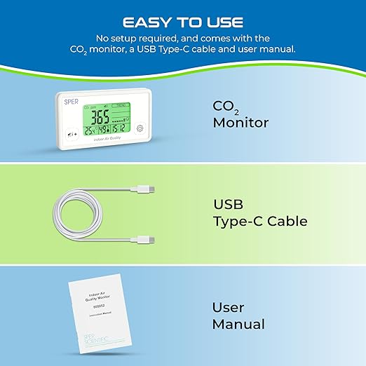 Sper Scientific Digital Indoor Air Quality Meter Monitor 800052 w/NDIR CO2 - Image 7