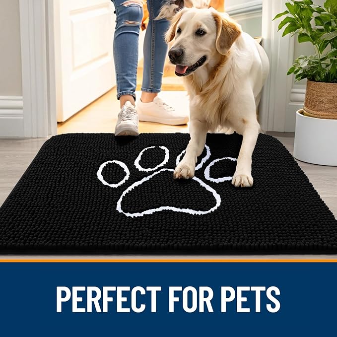OLANLY Dog Door Mat for Muddy Paws 59x20, Paw Print Design, Absorbs Moisture - Image 6