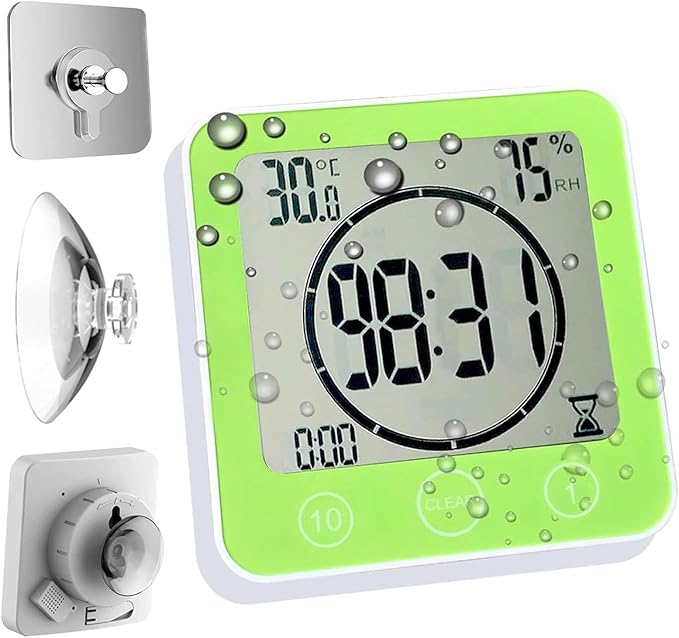 Waterproof Bathroom Wall Clock and Timer, Digital Water Resistant Hanging Timer by HomemelindaExquisiteClock