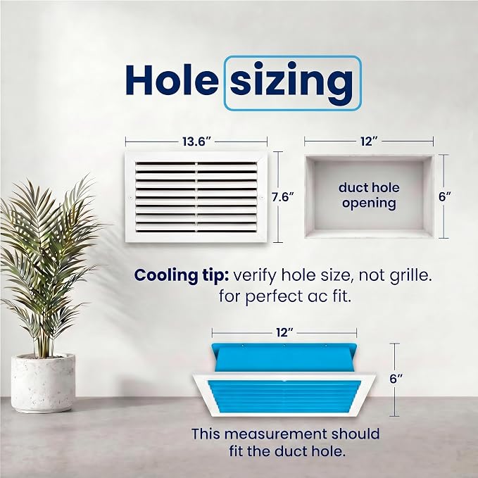 6x12 Inch Aluminum HVAC Wall Register 1-Way Air Flow Vent Cover Wall or Ceiling - Image 3