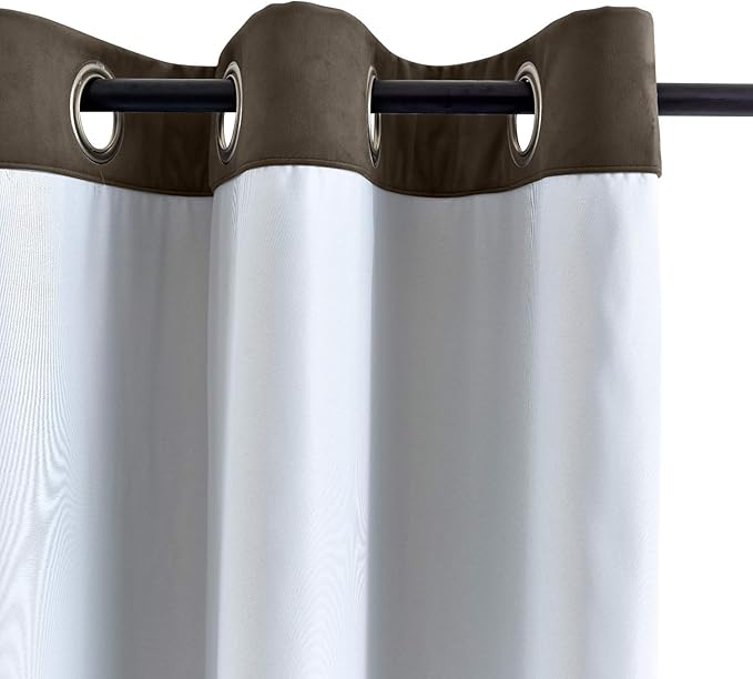 ChadMade Blackout Lined Premium Velvet Curtain Brown 84Wx84L Inch, Eyelet - Image 3