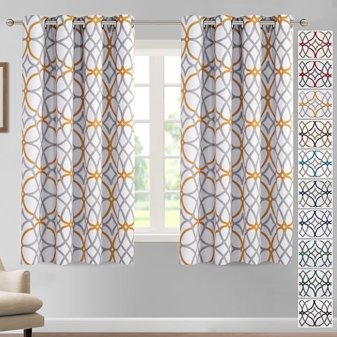 H.VERSAILTEX Blackout Curtains Printed Design 54 Inch Length 2 Panels Set by HVERSAILTEX