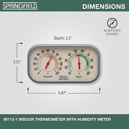 Springfield Color Track Humidity Meter and Indoor Thermometer, Analog Weather - Image 3
