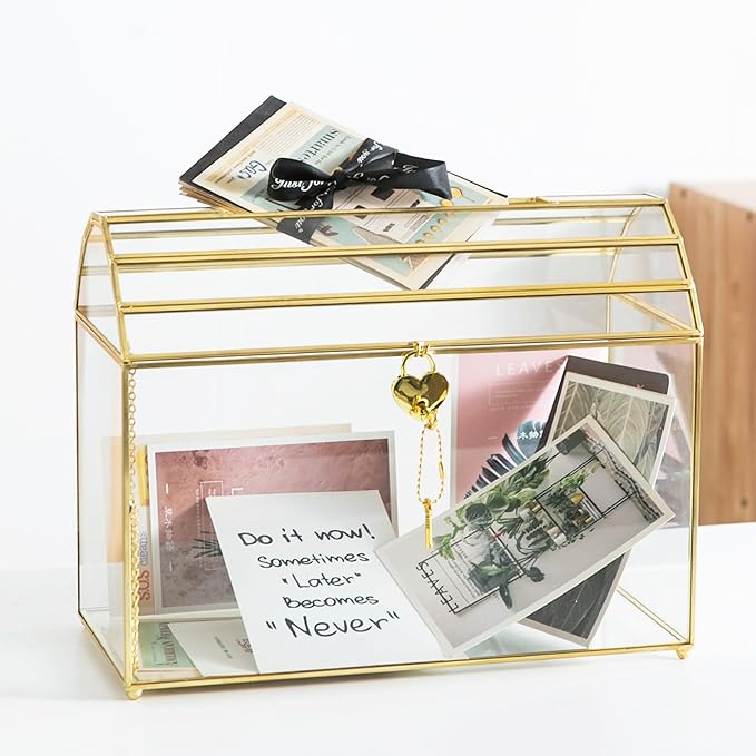 Wedding Card Box with Slot, 12.2'' Large Glass Card Boxes by Unknown