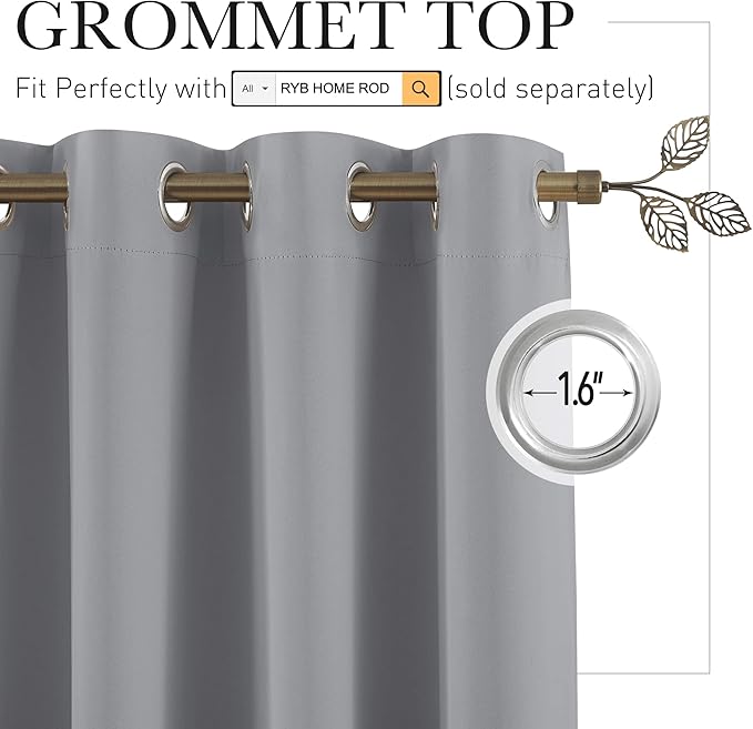 RYB HOME Extra Wide Curtains for Divider Room Separation Soundproof Temporary - Image 2