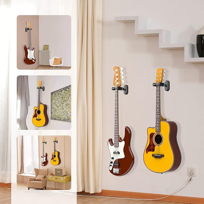 GUITTO Guitar Wall Mount Hanger, Guitar Stand Auto Gravity Lock Guitar Holder - Image 6