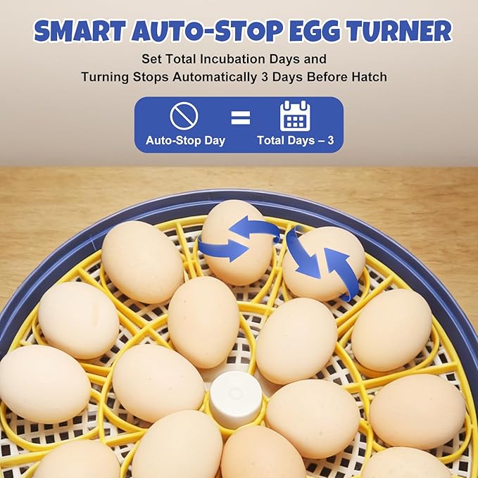 Advanced 18-Egg Incubator for Hobbyists, Dual-Size Egg Trays, Custom Incubation - Image 5