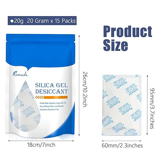 15 Pcs 20 Gram Silica Gel Packs, Transparent Desiccant, Desiccant Packets - Image 2