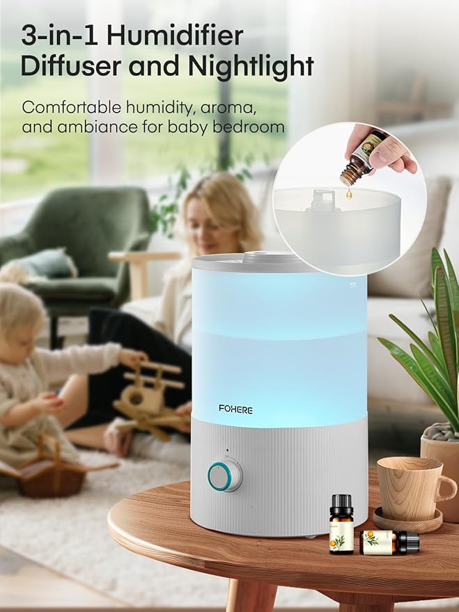 FOHERE Humidifier for Bedroom Baby, 3.2L Top Fill Cool Mist Humidifiers for - Image 4