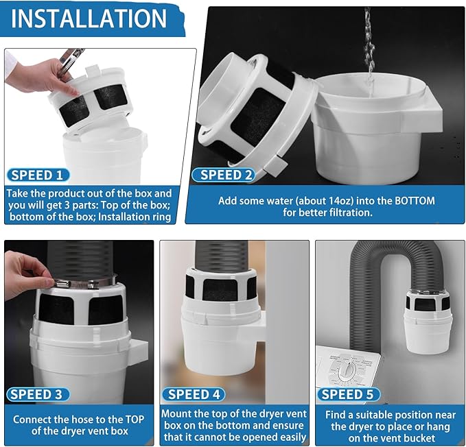 【Upgraded】 3 in 1 Indoor Dryer Vent Kit Lint Trap - Image 6