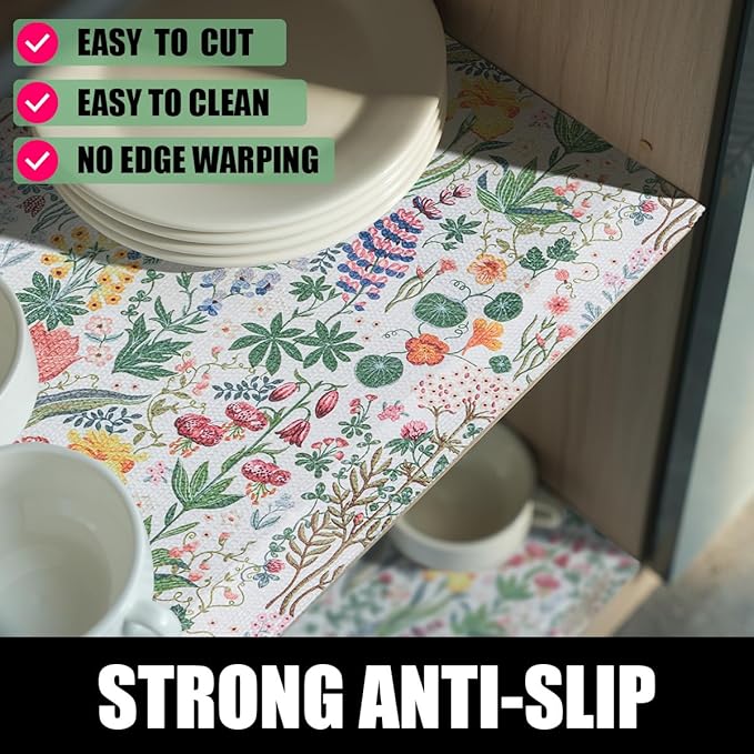 Floral Shelf Drawer Liners, 24IN x 10FT Non Adhesive and Strong Non-Slip - Image 2