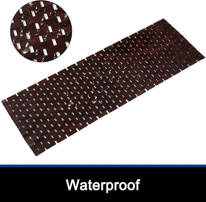 Bath Mat Bathroom Runner Long Large Rugs Floor Wood Shower Bathtub Waterproof - Image 2