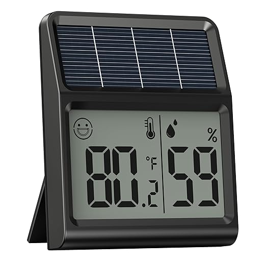 Digital Indoor Thermometer & Hygrometer, Light Powered Solar Indoor Temperature by BaldrInc