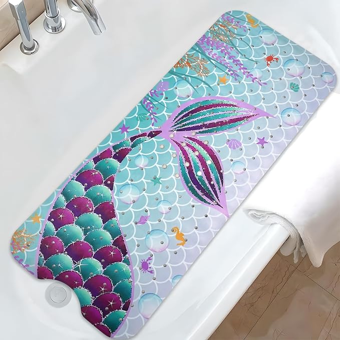 Mermaid Bathtub Mat Non Slip, Cute Baby Bath Mat by Unknown