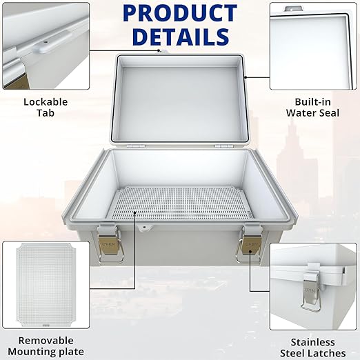 MAKERELE Gray Plastic Waterproof Electrical Box Outdoor, IP67 ABS - Image 4