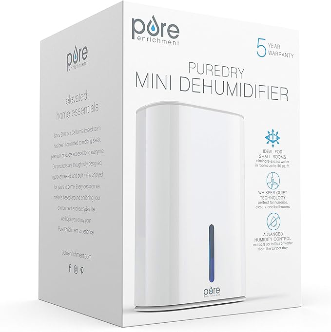 Pure Enrichment PureDry Mini Dehumidifier - 27oz Compact Water Tank Eliminates - Image 8