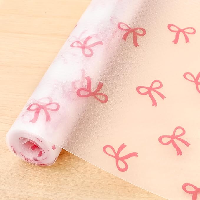 Pink Bow Refrigerator Liner Waterproof Fridge Shelf Mat Non-Adhesive Cabinet by FYSUIMU
