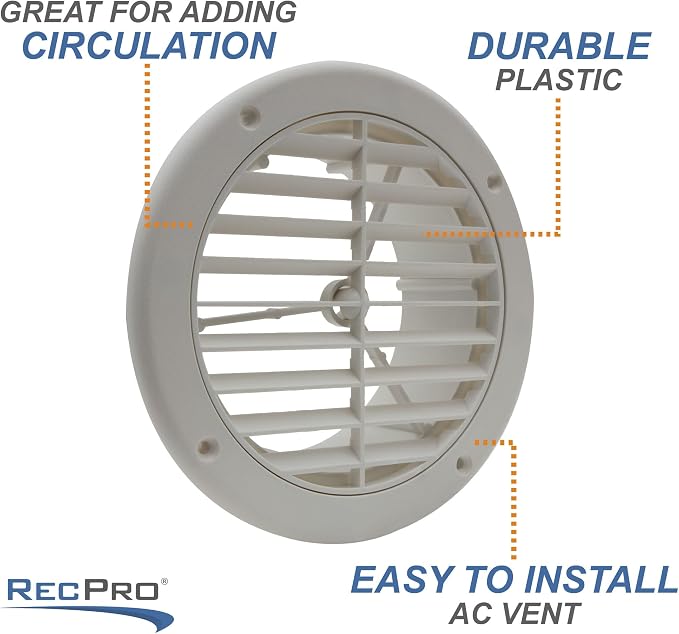 RecPro RV AC Vent 5" with Optional Charcoal Filter White - Image 4