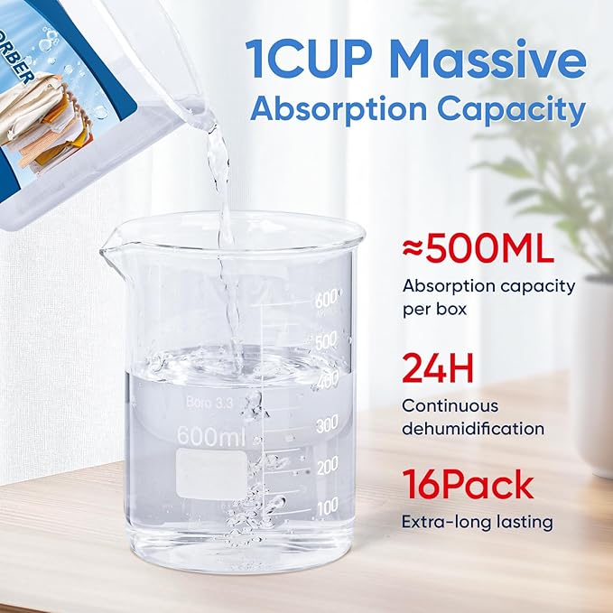 16 Pack Moisture Absorbers, 10.6 OZ Humidity Absorber Bucket, Moisture Absorbers - Image 5
