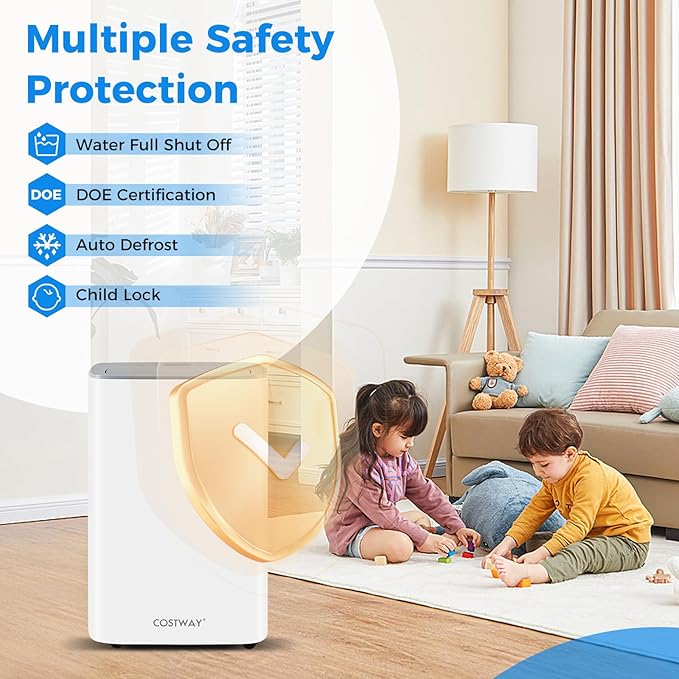 COSTWAY 52 Pint Dehumidifier for Basement, 3.3 FT Drain Hose, Clothes Drying - Image 6