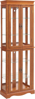 Glass Curio Cabinet with Lights & Adjustable Shelves, Corner Cabinet by Unknown