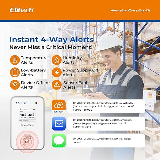 Elitech 4G Cellular & WiFi Temperature Humidity CO2 Sensor Data Logger 100000 - Image 6