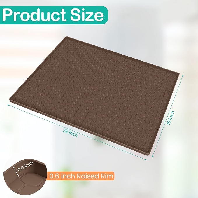 Waterproof Under Sink Mat 28" x 19", Silicone Cabinet Liner, Rubber Protector - Image 2