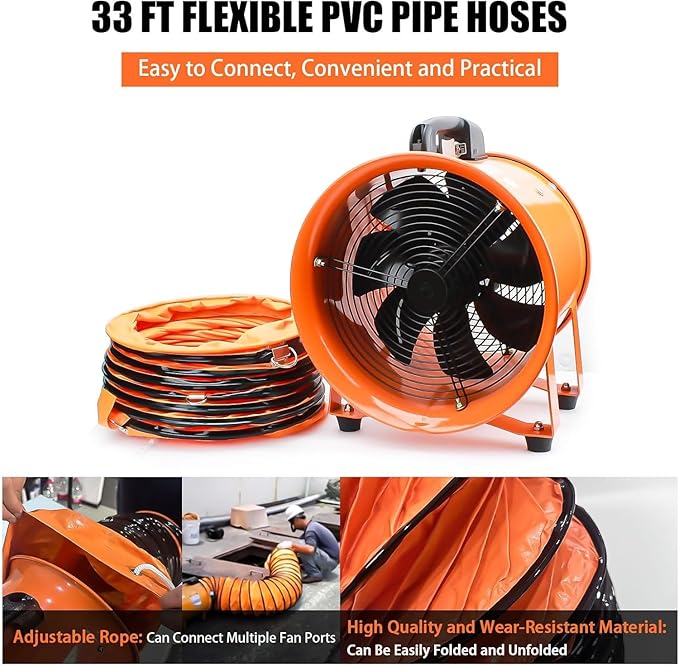 12-Inch High-Velocity Portable Utility Blower Fan, Industrial Exhaust Fan - Image 5