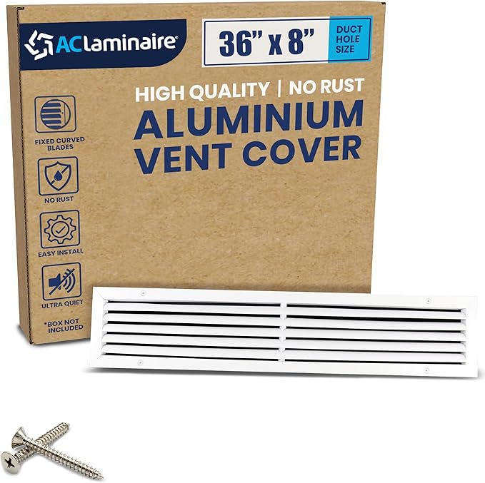 36x8 Inch Air Return Vent Cover Decorative – Premium Aluminum AC Vent Cover by LAMINAIRE