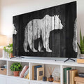 Brown Bear Silhouette Indoor TV Cover, Elastic TV Screen Protector Retro Wooden by Unknown