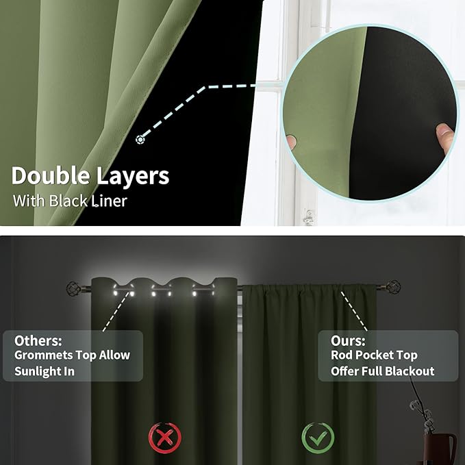 BGment Blackout Curtains for Bedroom, Full Room Darkening Thermal Insulated - Image 7