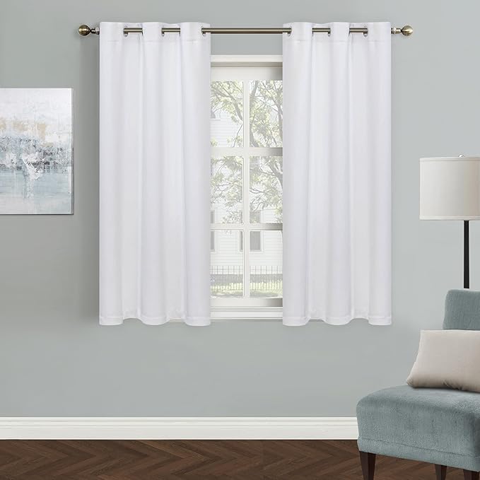 MYSKY HOME White Curtains for Bedroom, Grommet Room Darkening Curtain for by MYSKYHOME