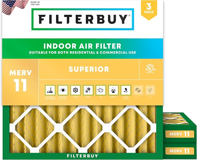 Filterbuy 14x14x2 Air Filter MERV 11 Superior Pet & Allergy Defense, by Filterbuy