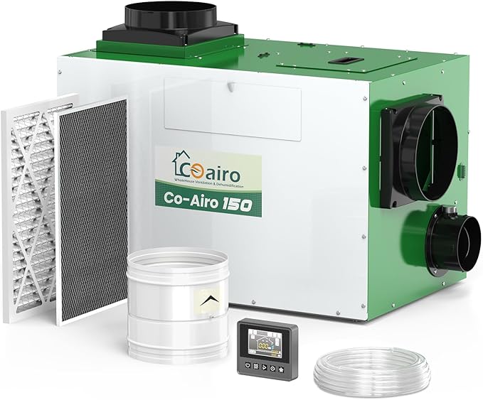 Whole House Dehumidifier with Controller, 280 Pint with Fresh Air Function by Coairo