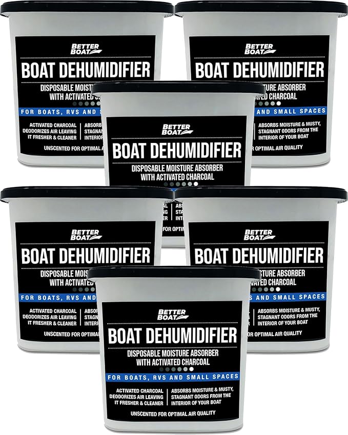 Moisture Absorber 6 Pack with Activated Charcoal Dehumidifier Bucket, Unscented by BetterBoat