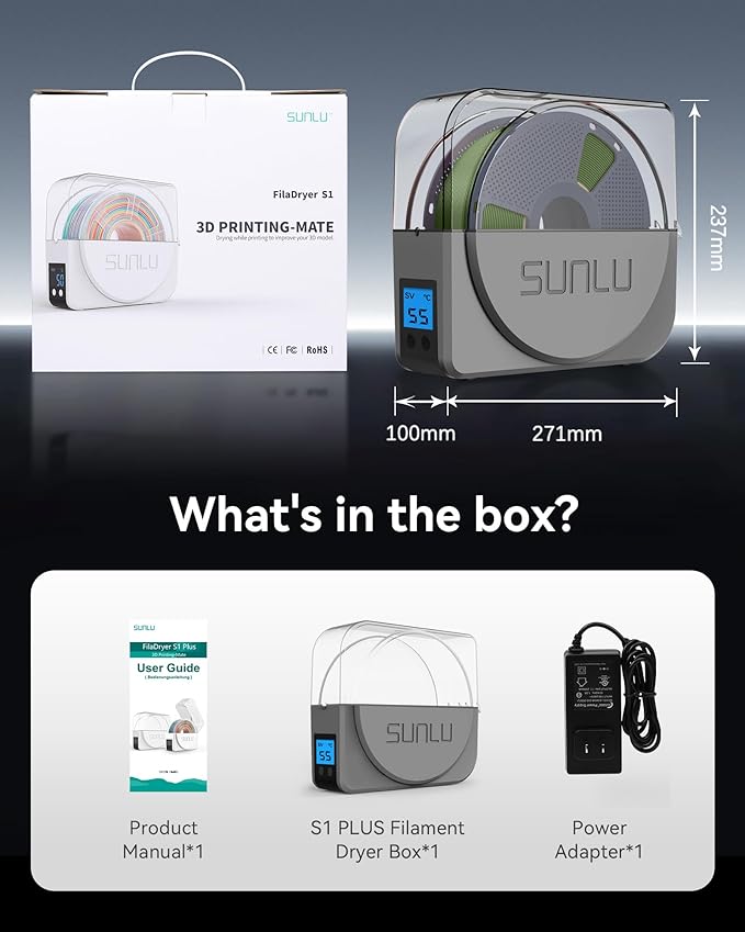 SUNLU Official Filament Dryer S1 Plus, Built-in Circulation Fan, Filament Dryer - Image 9