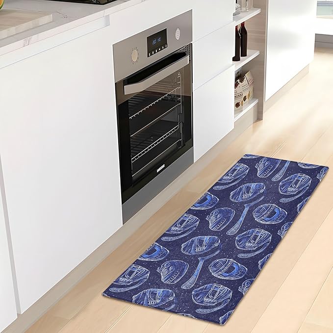 Ice Hockey Pattern Blue Decorative mat Non Slip Anti Mold Washable Rugs - Image 6