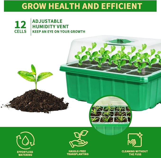 60-Cell Seed Starter Tray, 5 Pack – Cells Plant Grow Kit - Image 3