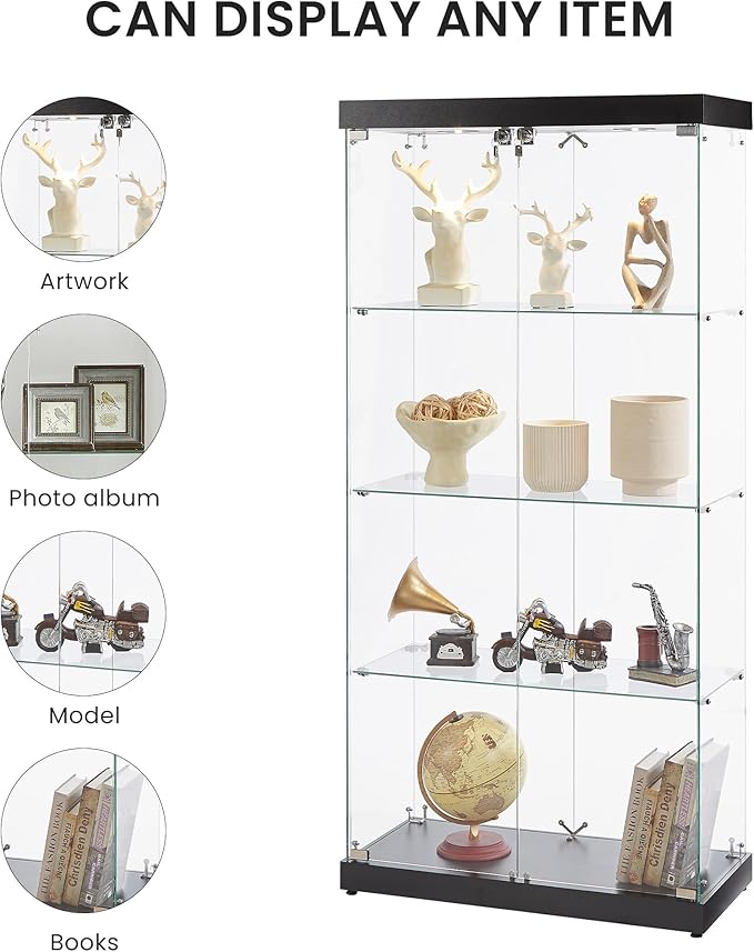 Yoluckea 4 Shelves Glass Display Cabinet - Image 5