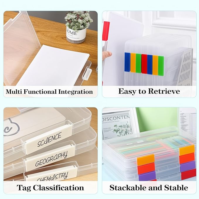 ZILAMGOO 6 Pcs Clear Plastic Document Storage Box, A4 File Box Paper Organizers - Image 9