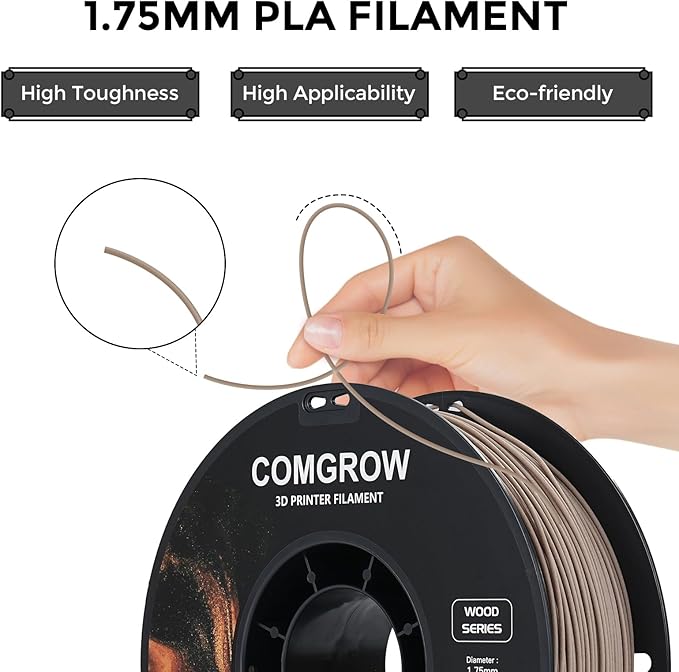 Comgrow Wood Filament 1.75mm, 3D Printing Filament, Wood Textured Filament Fit - Image 4