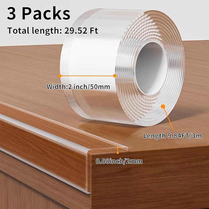 3Pack Soft Corner Protectors for Furniture Strip, 2 in x 9.84 Ft, Wall Corner - Image 2