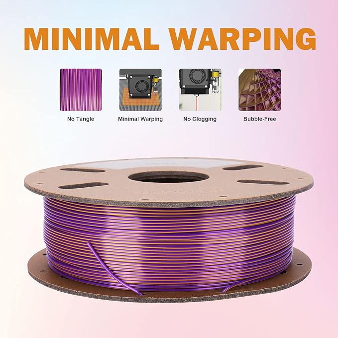 ERYONE Silk Dual Color PLA Filament 3D Printer 1.75mm +/- 0.03mm, Bicolor - Image 3