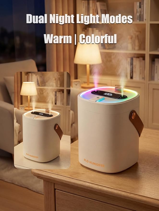 Humidifier, Essential Oil Diffuser, 2L Top Fill Humidifiers - Image 4