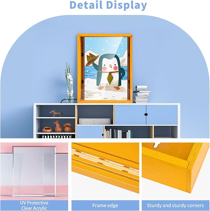 Artwork Shadow Box with LED Light, Changeable Photo Album Display & Storage - Image 4