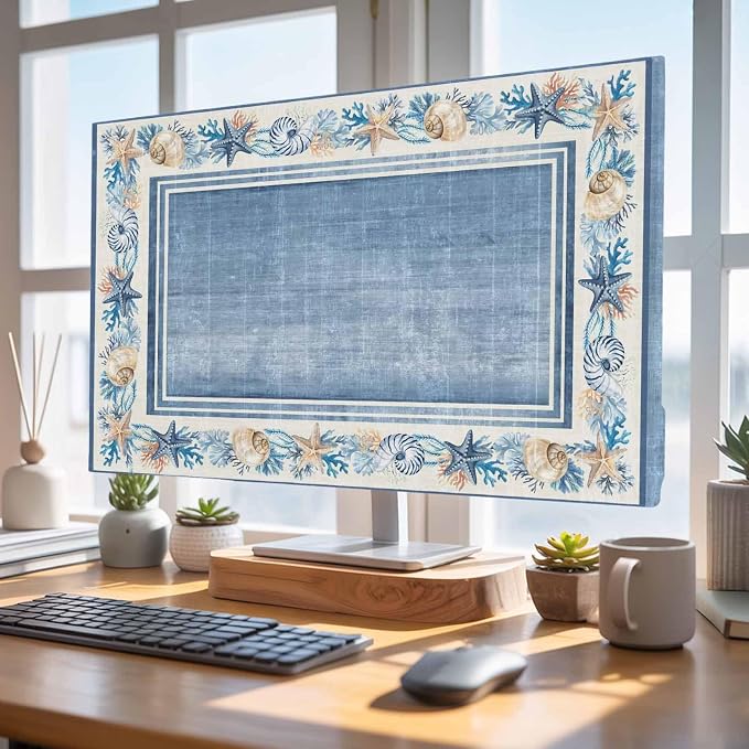 Summer Beach Starfish Conch Coral Indoor TV Cover, Elastic TV Screen Protector - Image 4