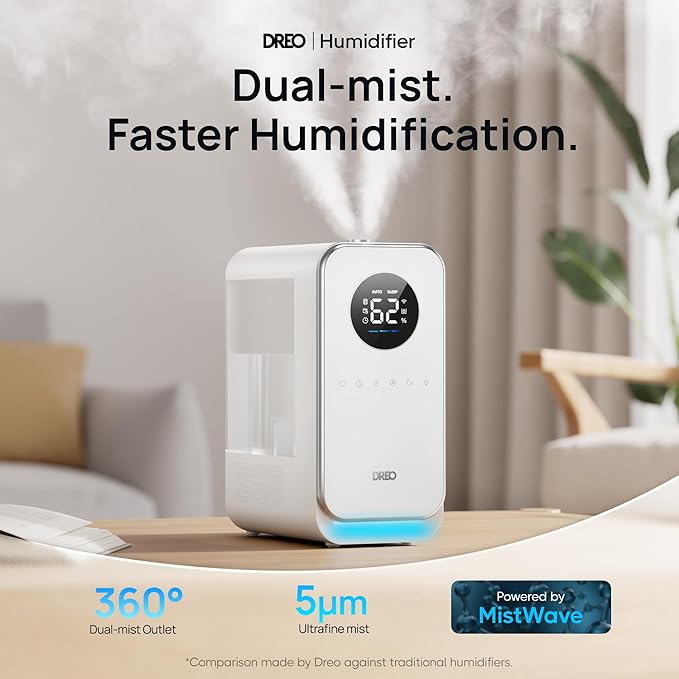 DREO Humidifiers for Bedroom, Top-filled Smart Quiet Cool Mist Humidifier for - Image 3