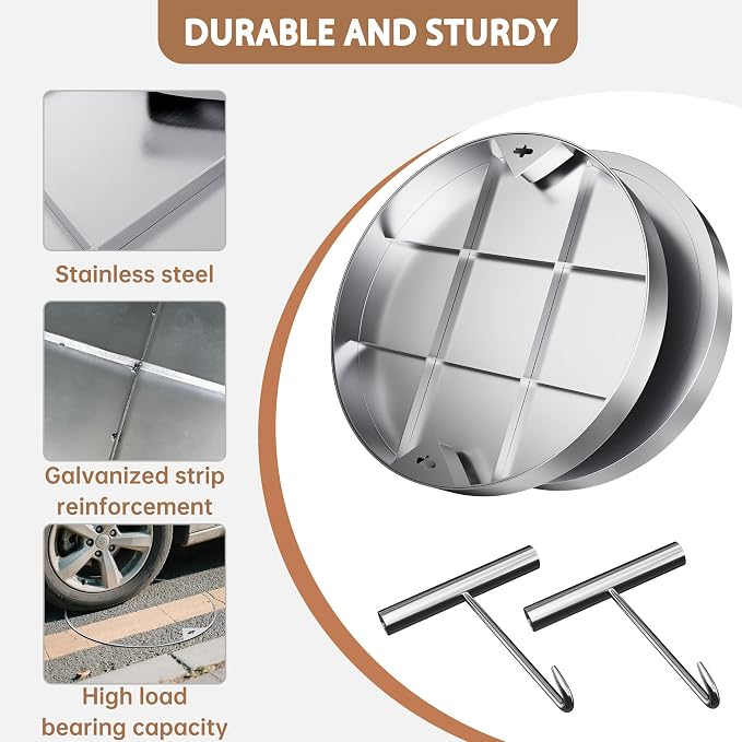 24 inch Stainless Steel Round Invisible Manhole Cover | Embedded Septic Tank - Image 4