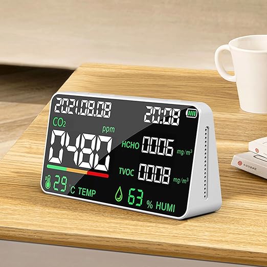 7-in-1 Indoor Air Quality Monitor, Desktop CO2/TVOC/HCHO Detector - Image 8