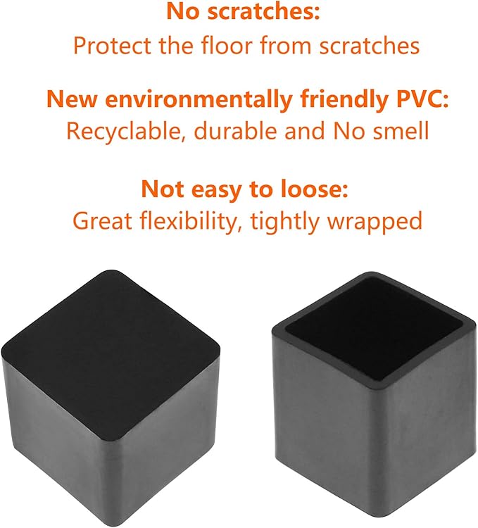 20Pcs Square Furniture Leg Caps 3/4" x 3/4", Anti-Slip PVC Chair Leg Caps - Image 4